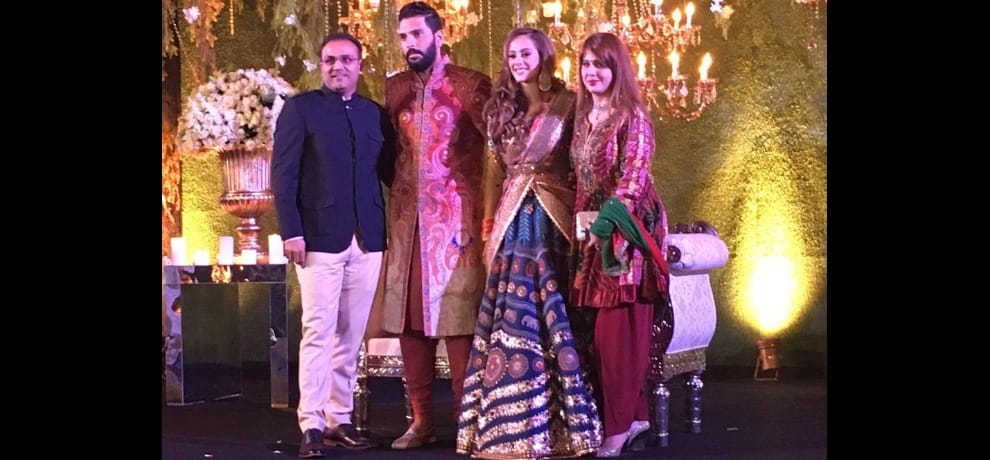 photos of Yuvraj Singh Hazel Keech grand wedding reception in delhi