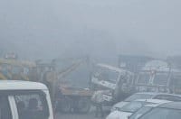 Skarpio car collided in fog, injuring three children of a family, Grunda, Karnal