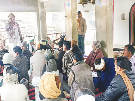 Anna disturbed cattle farmer sitting on dharna