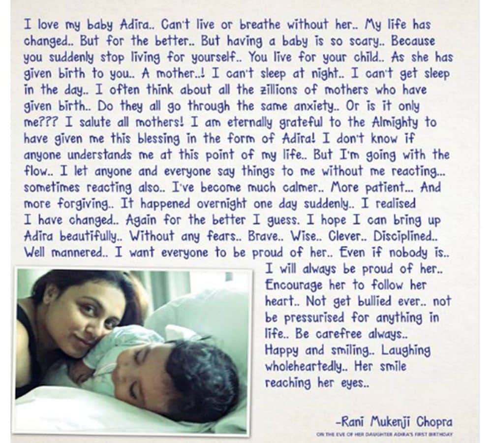rani mukharjee share her daughter adira pics on social media