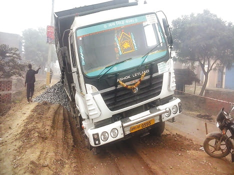 Overloaded truck was drawn jam