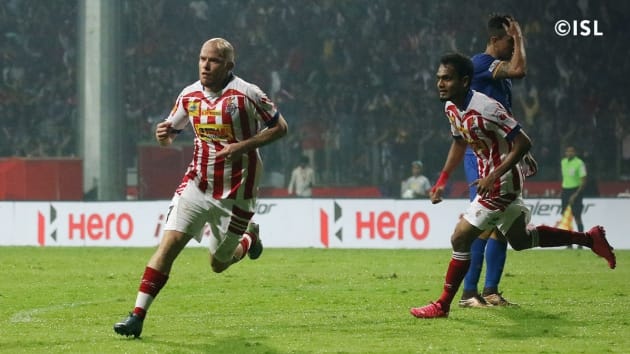humes two goal gives atk aslender first leg advantage over mumbai