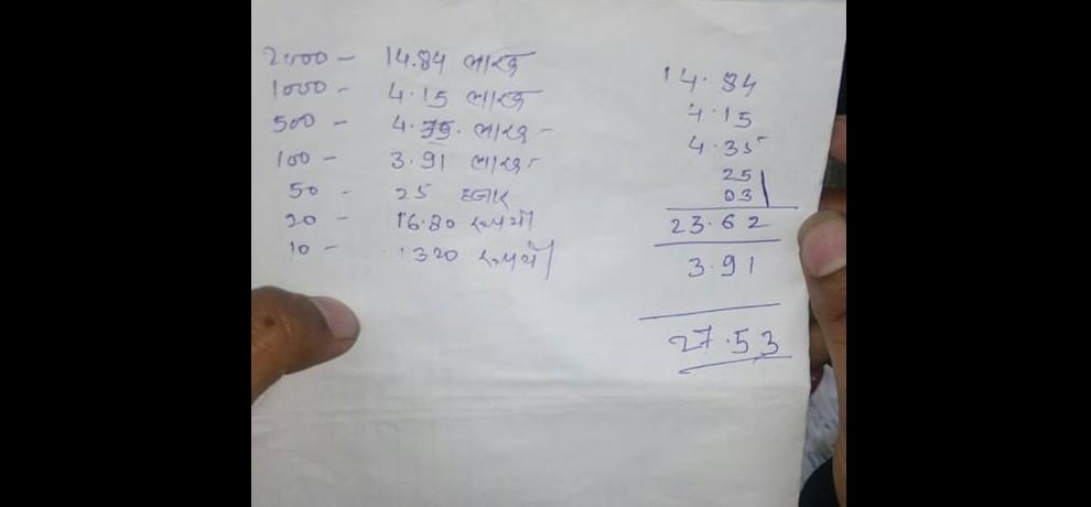 bank queue gives hint and police seized 27 lakh rupees including 15 lakh new currency