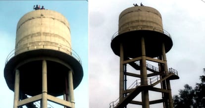 CM badal, 2 teachers climbed on water tank, policemen suspended