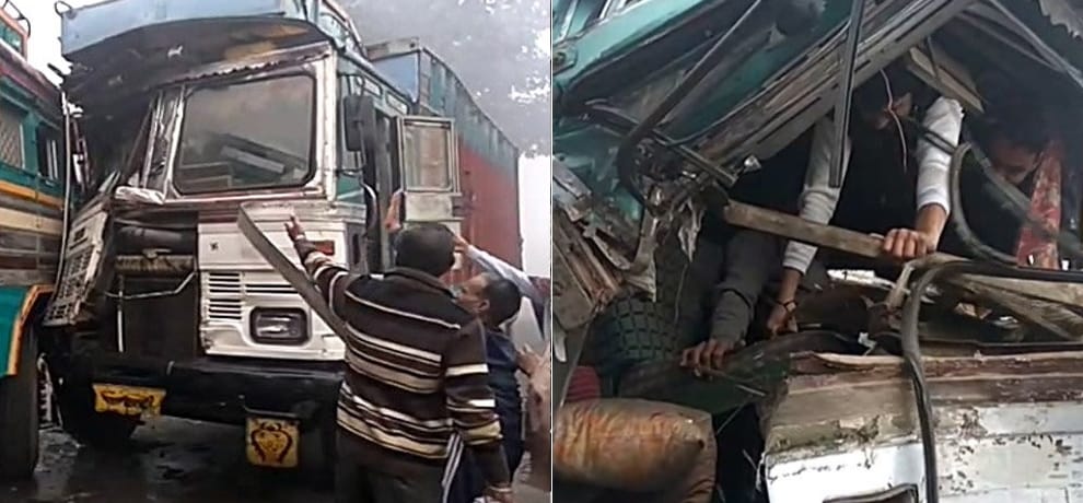Collided with the truck parked bus, 10 injured
