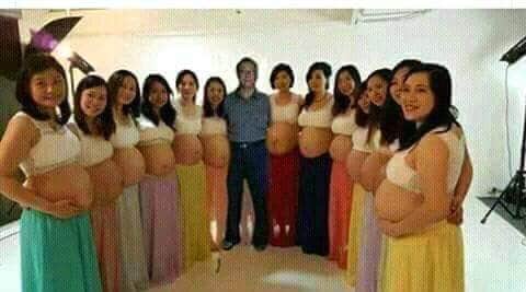one man have 13 wives all are pregnant