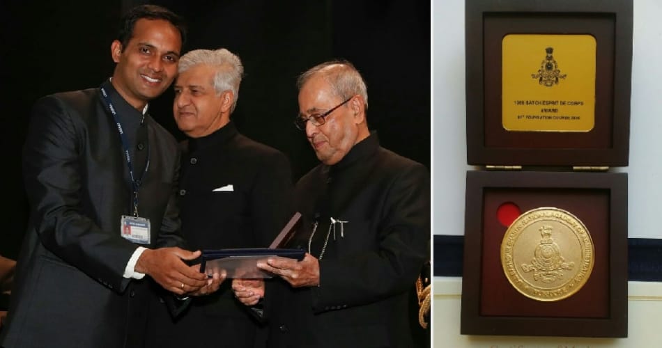 President delivered a gold medal and citation to IAS Nitin sangwan