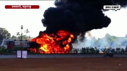 Smoke fills sky after chemical tanker catches fire in Maharashtra 