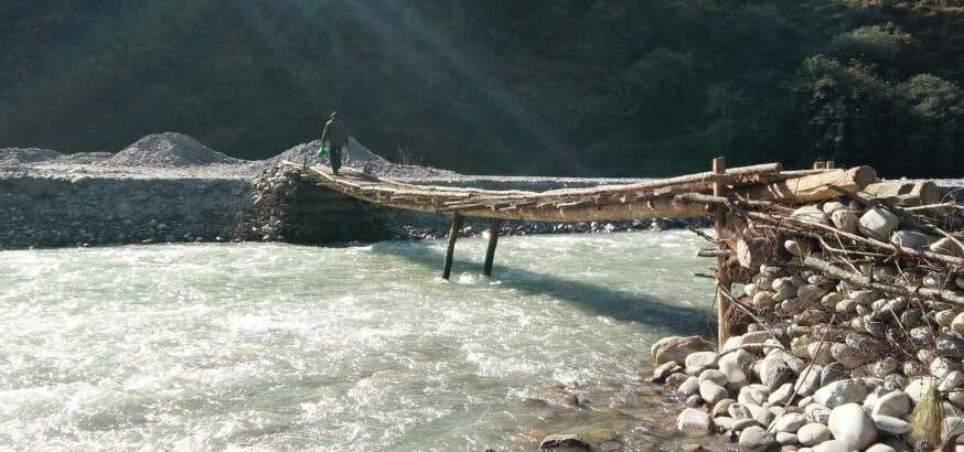 The construction of the bridge began sixty million