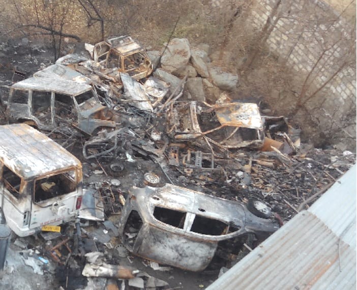Fire in Auto Center at Mandi, Himachal.