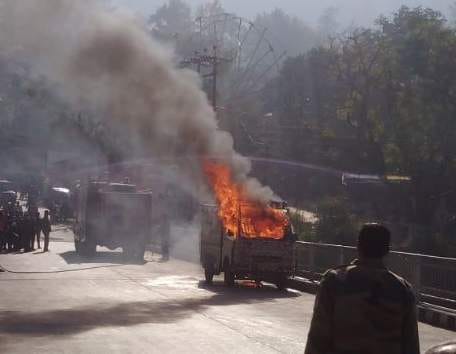 Small elephant standing in the fire