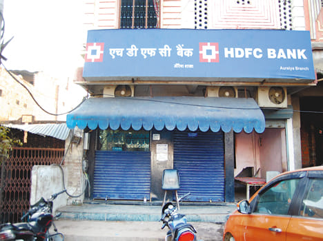 The bank closed, the lock on ATM, people wandering