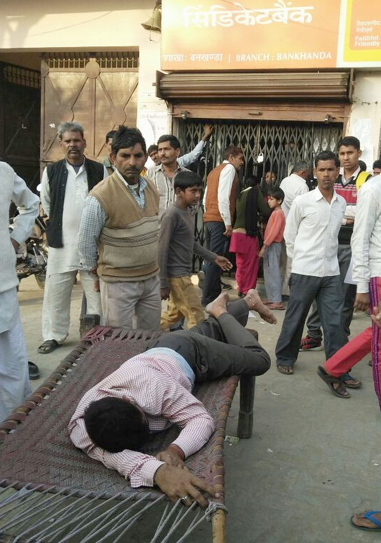 bank  line unconscious young man