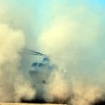 helicopter trapped in dust
