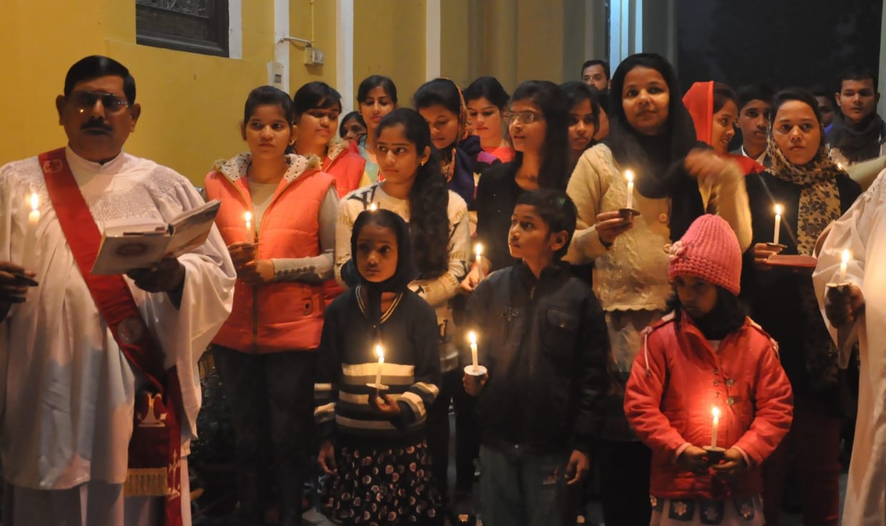 Candle light service in Christ church on occassion of Christmas