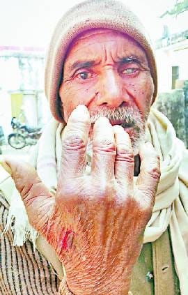 Engaged in the line thrashed elderly