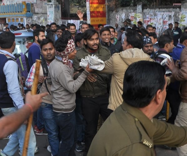  BTC degree holders protest in Lucknow.
