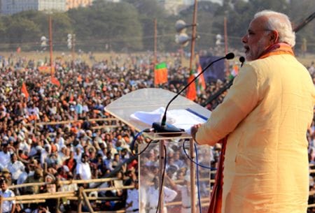 bjp workers engaged in heavy crowds pm