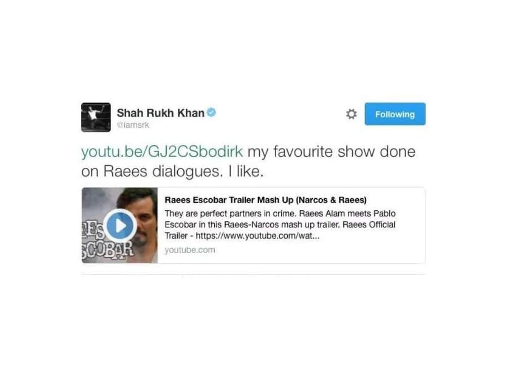 SRK praises sumit raees mashup viral on youtube