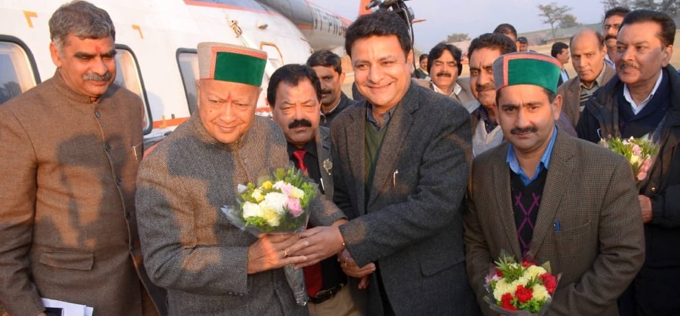 cm virbhadra singh on a visit to kangra