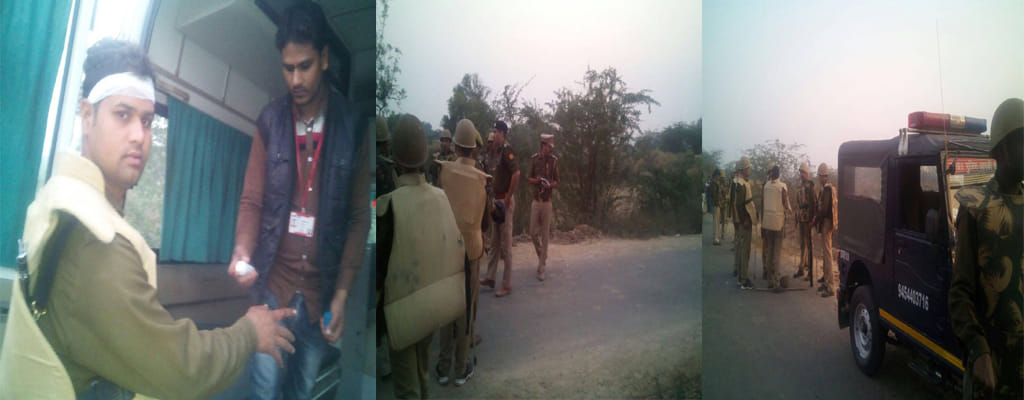 farmers threw stones at police