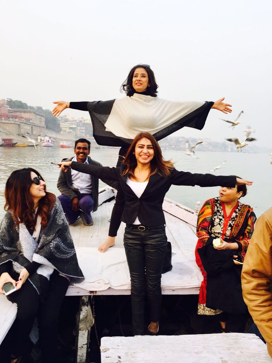  Manisha Koirala on the enjoying ghats of Varanasi with friends