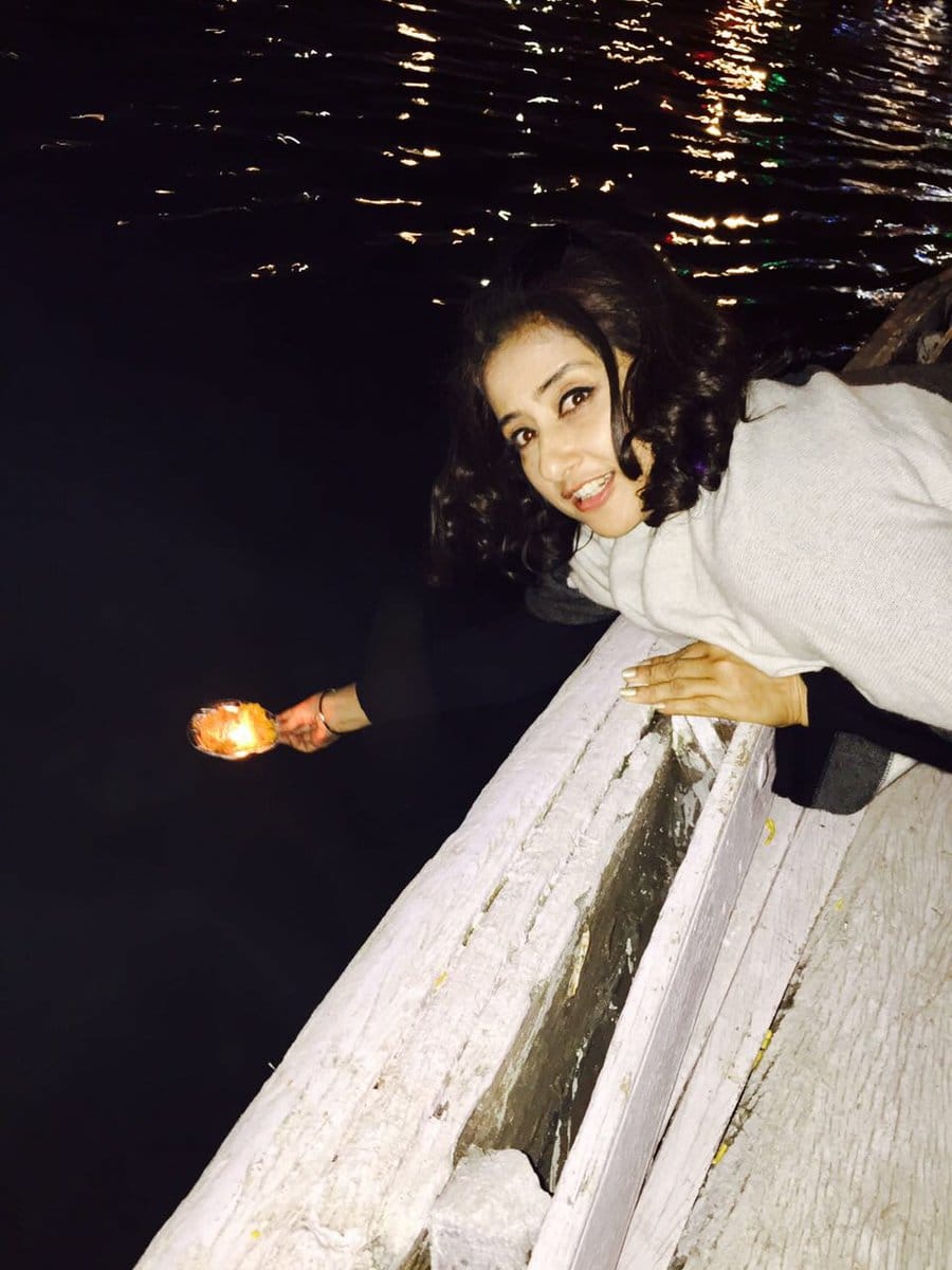  Manisha Koirala on the enjoying ghats of Varanasi with friends