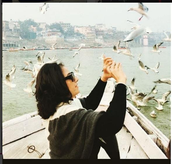  Manisha Koirala on the enjoying ghats of Varanasi with friends