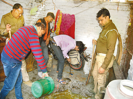 Raw alcohol was below the hardened plaster