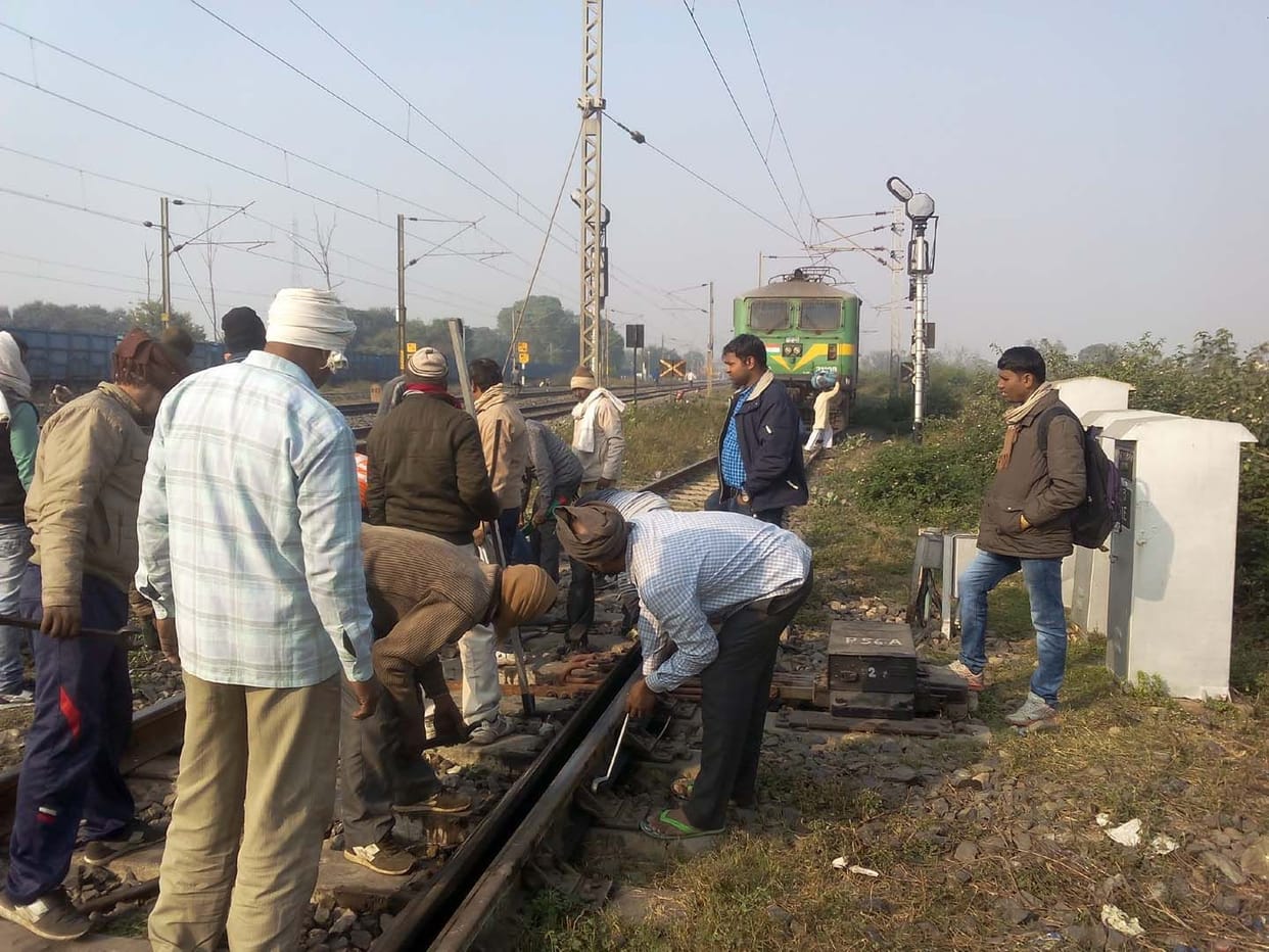 Freight locomotive derailed 