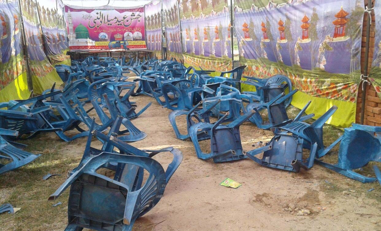 Religious functions vandalized, stones, firing