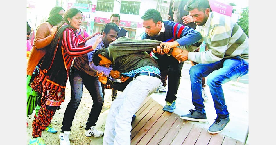 bathinda teachers protest, one try to commit suicide