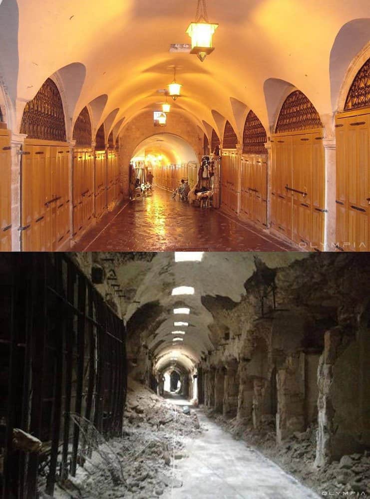 Before and after pictures of war effects on aleppo