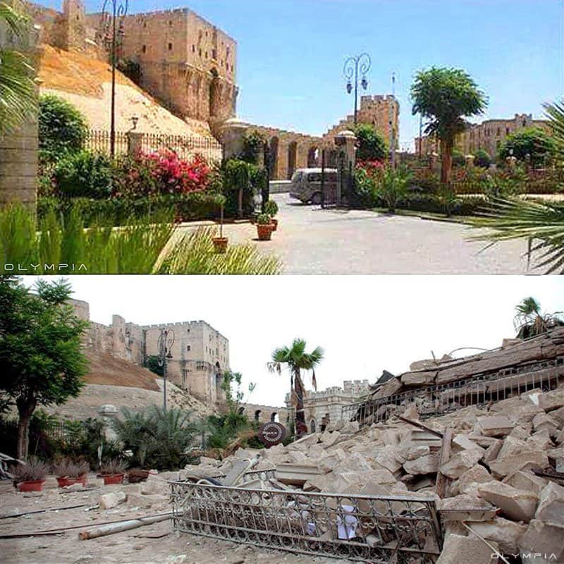 Before and after pictures of war effects on aleppo