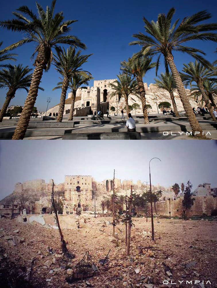 Before and after pictures of war effects on aleppo