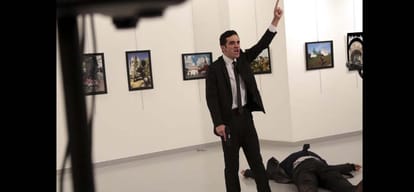  after murder of russian embassdor firing news came in front of American embbassy in Turkey