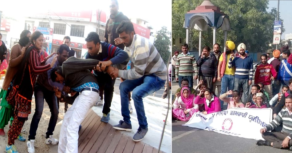 bathinda teachers protest, one try to commit suicide