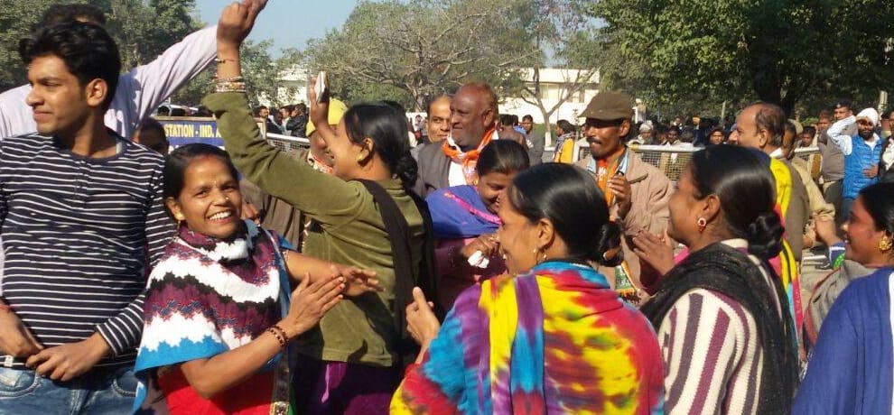 The BJP won mc election, after the results of the celebration was in this style