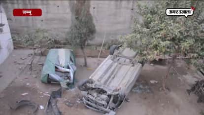 Car accident in jammu, car fell down in house