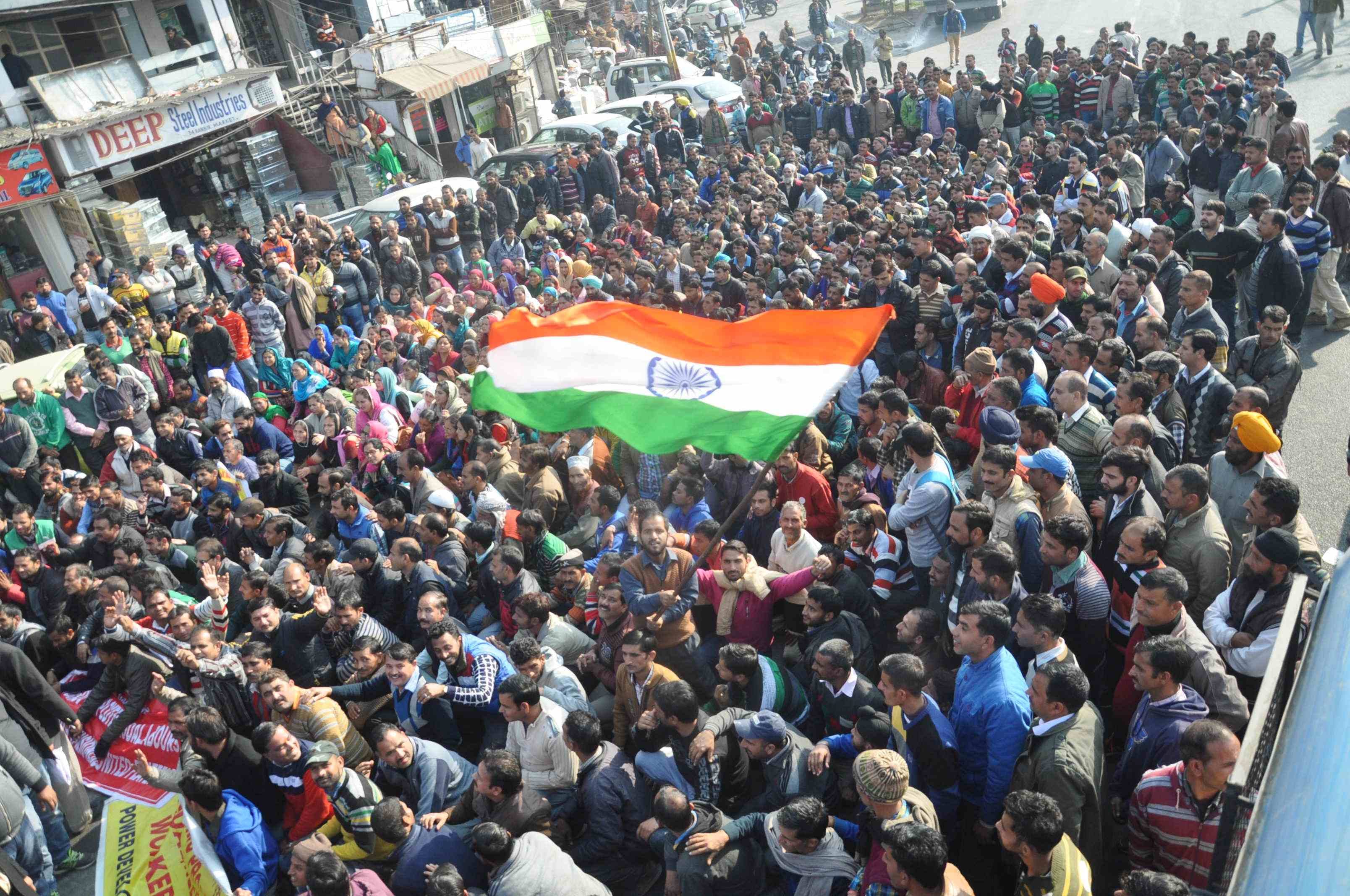 massive protest against govt seen on roads of jammu