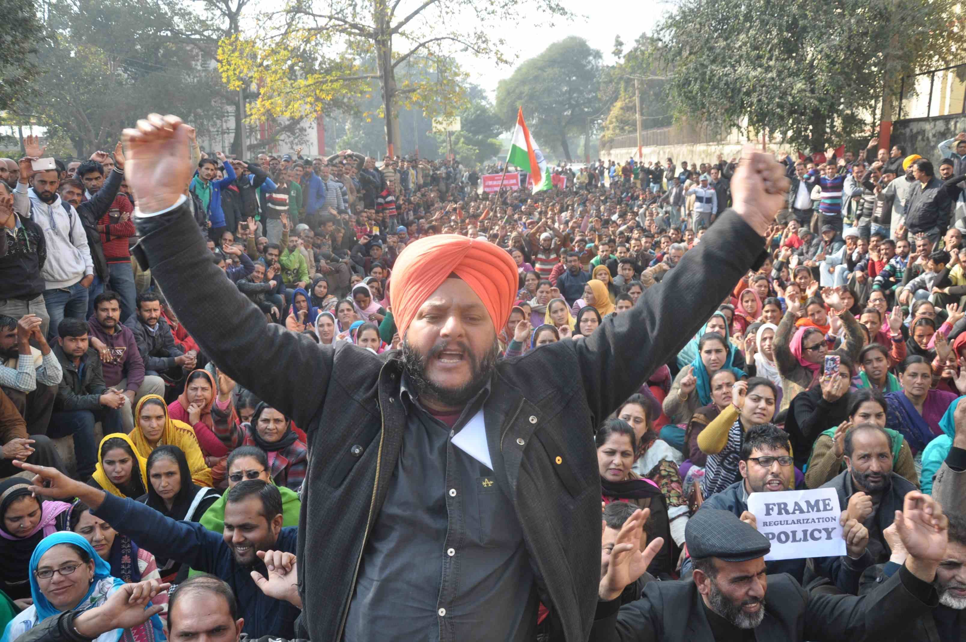 massive protest against govt seen on roads of jammu