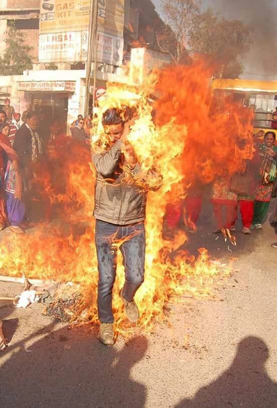 egs teacher try to burn himself at bathinda, admitted in hospital