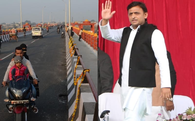 cm akhilesh yadav inaugurated new bridge near pakka pul
