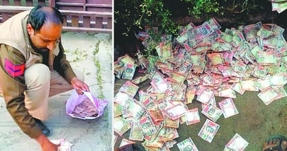 noteban, millions of old note thrown in plot at industrial area phase two at panchkula