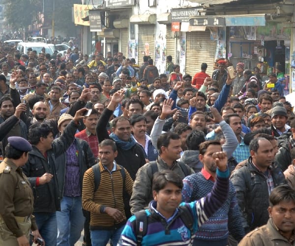 B ed qualified protest in Lucknow.