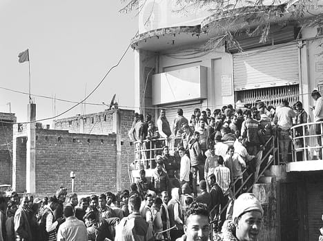 A queue in banks to get Rs