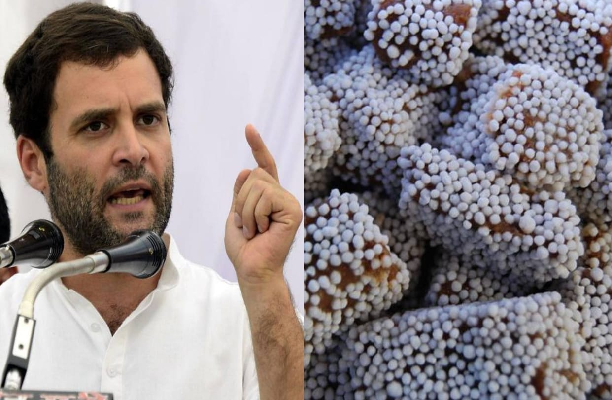 rahul gandhi mention bal mithai in his speech.