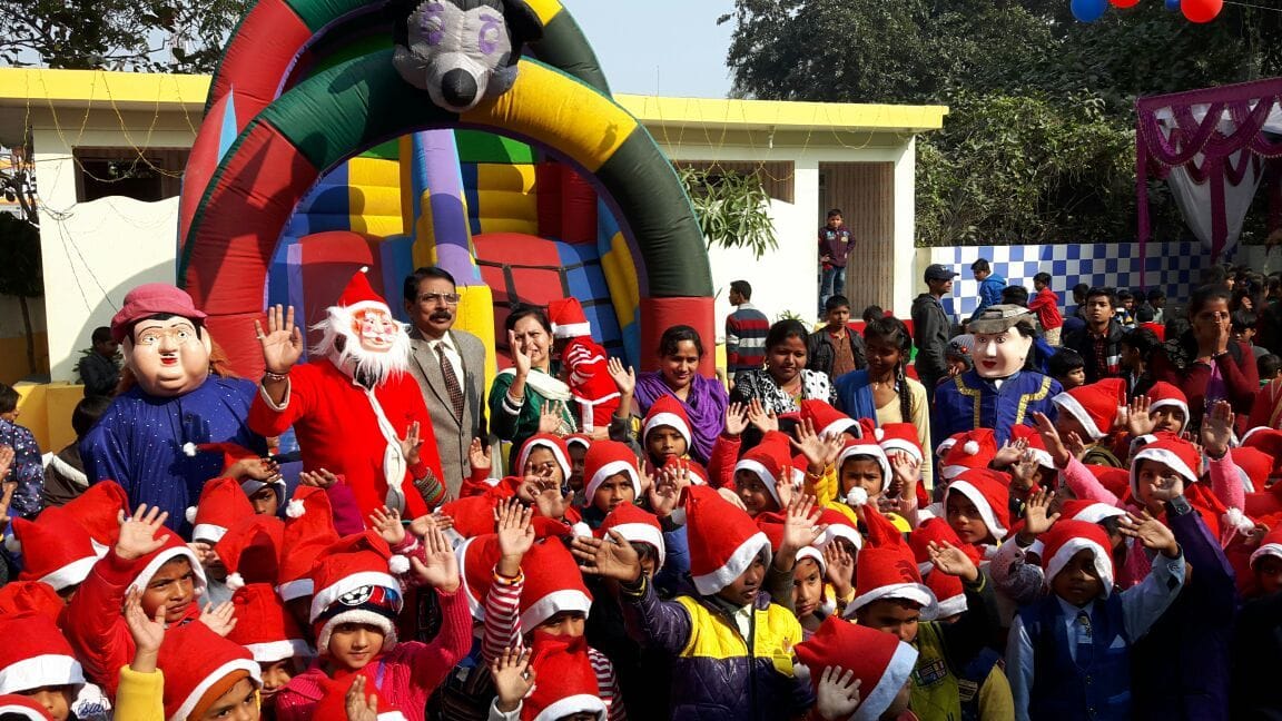 Santa Claus distributed gifts to the children