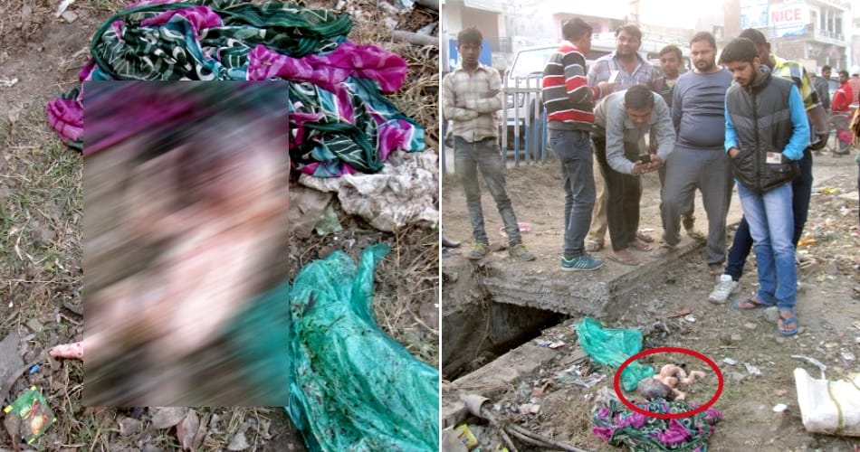 newborn baby thrown in the trash at Kurukshetra haryana