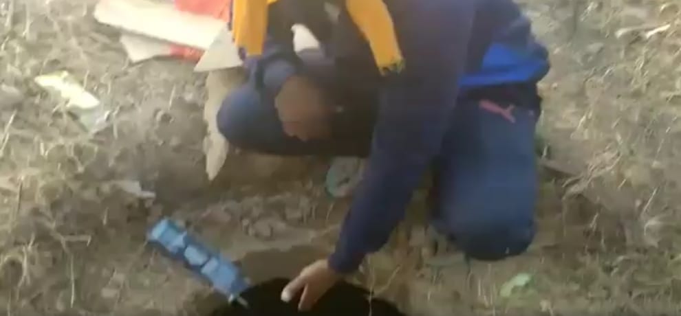 Nilgau fall into sewerage's manhole, had a hard time hours